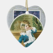 "Ein frohes Weihnachtsmädchen" in Blau Keramik Ornament (Rechts)