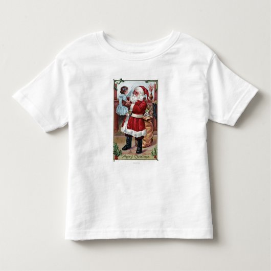 Ein frohes Weihnachtsmädchen in Blau Kleinkind T-shirt (Vorderseite)