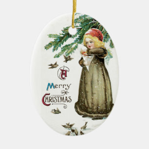 "Ein frohes Weihnachtsmädchen" Keramik Ornament