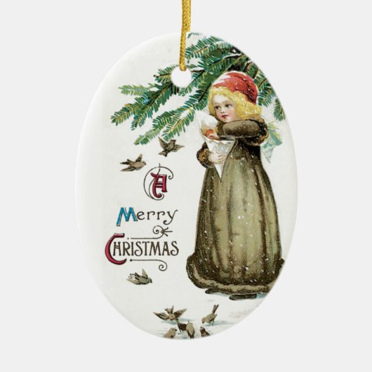 "Ein frohes Weihnachtsmädchen" Keramik Ornament (Vorne)