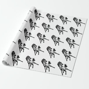 Ein fröhlich springendes Pferd in der Wildnis Geschenkpapier