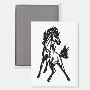 Ein fröhlich springendes Pferd in der Wildnis Magnet
