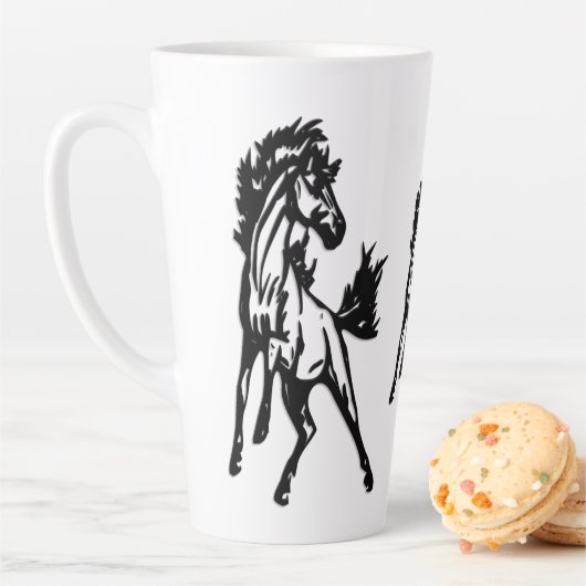 Ein fröhlich springendes Pferd in der Wildnis Milchtasse (Beispiel)