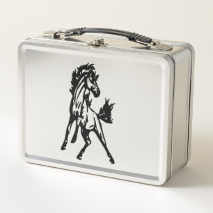 Ein fröhlich springendes Pferd Metall Brotdose