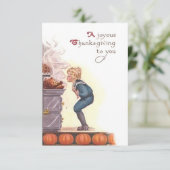 Ein fröhlicher Erntedank Einladung Vintagen Stil (Stehend Vorderseite)