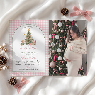 Ein fröhlicher kleiner Weihnachtsbaum Baby Shower Einladung
