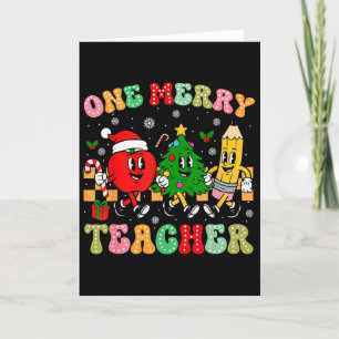 Ein fröhlicher Lehrer Groovy Weihnachtsbaum Pjs Xm Karte