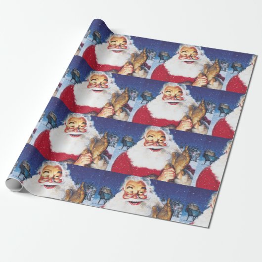 ein fröhlicher Santa Geschenkpapier (Ungerollt)