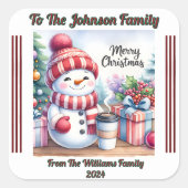 Ein fröhlicher Weihnachtsaufkleber auf einem festl Quadratischer Aufkleber (Vorderseite)
