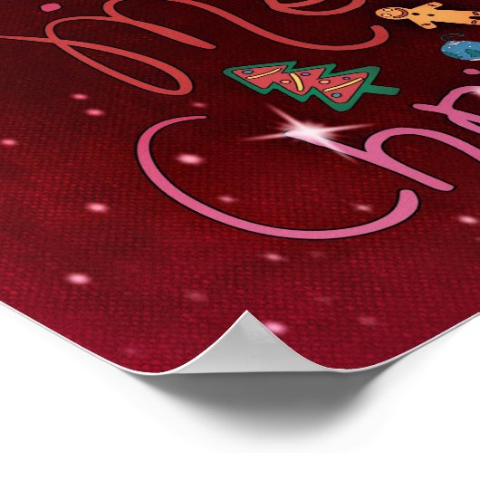 Ein fröhlicher Weihnachtsgruß auf Rot Poster (Ecke)