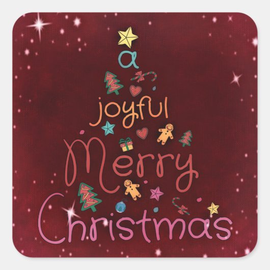 Ein fröhlicher Weihnachtsgruß auf Rot Quadratischer Aufkleber (Vorderseite)