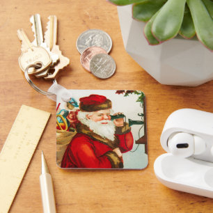 Ein fröhlicher Weihnachtsmann von Ellen Clapsaddle Schlüsselanhänger