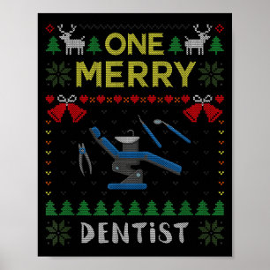 Ein fröhlicher Zahnarzt Zahnarzt hässlicher Weihna Poster