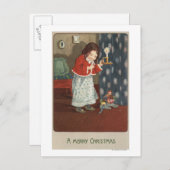 Ein fröhliches ChristmasGirl, das einen Feiertagspostkarte (Vorne/Hinten)