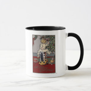 Ein fröhliches ChristmasKid auf einem Tasse
