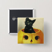 Ein fröhliches Halloween-Kätzchen Button (Vorne & Hinten)
