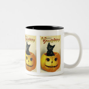 Ein fröhliches Halloween-Kätzchen Zweifarbige Tasse