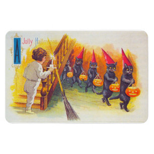 Ein fröhliches Halloween Schwarze Katzen mit Kürbi Magnet