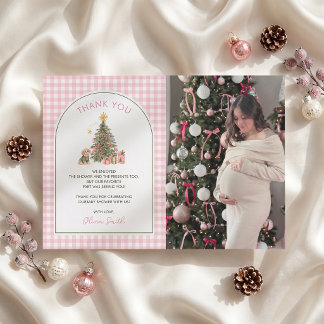 Ein fröhliches kleines Weihnachts-Baby-Shower-Foto Dankeskarte