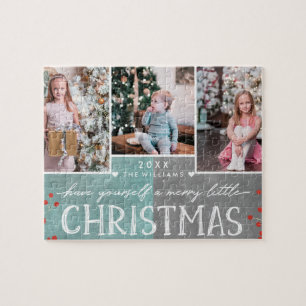 Ein fröhliches kleines Weihnachtsfamilienfoto-Coll Puzzle