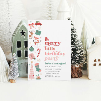 Ein fröhliches kleines Weihnachtsfest Geburtstagsp Einladung