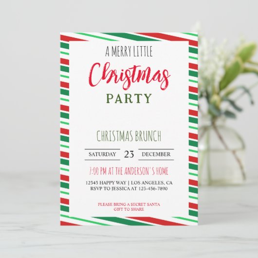 Ein fröhliches kleines Weihnachtsfest-Party Einladung (Stehend Vorderseite)