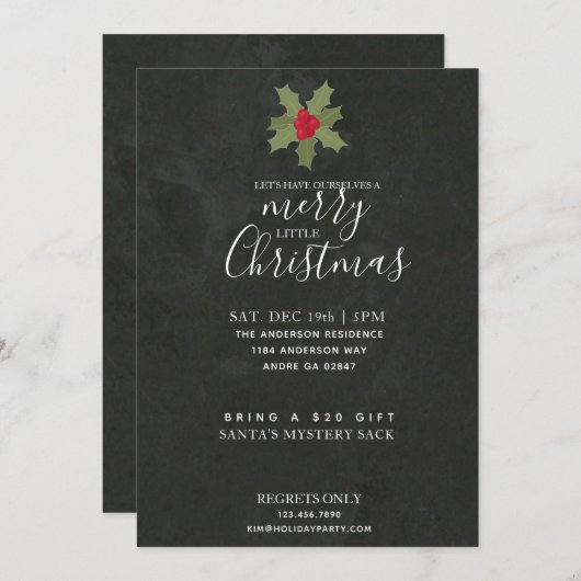 Ein fröhliches kleines Weihnachtsfest-Party Holly Einladung (Vorne/Hinten)