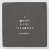 "Ein fröhliches kleines Weihnachtsschwarz und Weiß Steinuntersetzer (Vorderseite)