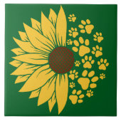 Ein fröhliches Paw Print Design in sonnigen Gelbtö Fliese (Vorderseite)