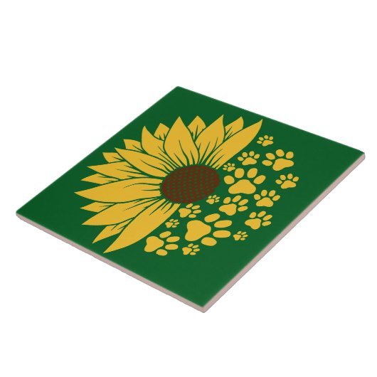 Ein fröhliches Paw Print Design in sonnigen Gelbtö Fliese (Seite)