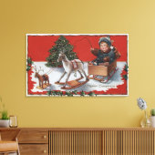 Ein fröhliches Weihnachtskid in einer Seifenschach Leinwanddruck (Insitu (Wohnzimmer))