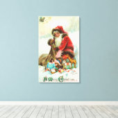 Ein fröhliches Weihnachtsspielzeug in seinem Leinwanddruck (Insitu (Holzboden))