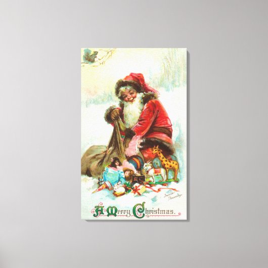 Ein fröhliches Weihnachtsspielzeug in seinem Leinwanddruck (Vorderseite)