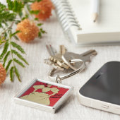 Ein Fröhlichkeits-Mädchen am Theater des gesunden Schlüsselanhänger (Seite)