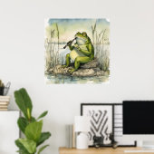 Ein Frosch, der Klarinette spielt - Kunstdruck Poster (Heimbüro)