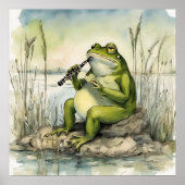 Ein Frosch, der Klarinette spielt - Kunstdruck Poster (Vorne)