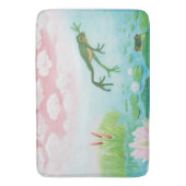 Ein Frosch springt in die Teichillustration Badematte (Vorderseite Vertikal)