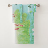 Ein Frosch springt in die Teichillustration Badhandtuch Set (Insitu)