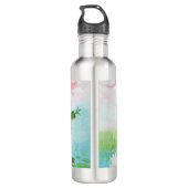 Ein Frosch springt in die Teichillustration Edelstahlflasche (Rückseite)
