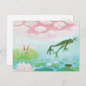 Ein Frosch springt in die Teichillustration Einladungspostkarte (Vorne/Hinten)