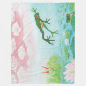 Ein Frosch springt in die Teichillustration Fleecedecke (Vorderseite)