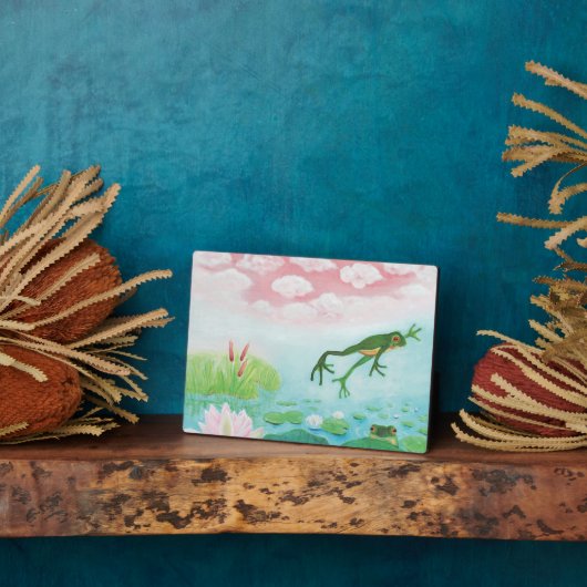 Ein Frosch springt in die Teichillustration Fotoplatte (Seite)