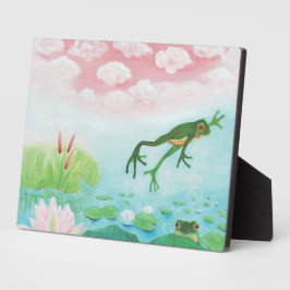 Ein Frosch springt in die Teichillustration Fotoplatte