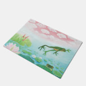 Ein Frosch springt in die Teichillustration Fußmatte (Schrägansicht)