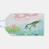 Ein Frosch springt in die Teichillustration Geschenkanhänger (Rückseite Horizontal)