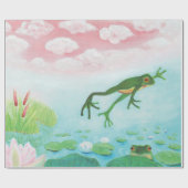 Ein Frosch springt in die Teichillustration Geschenkpapier (Flach)
