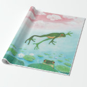 Ein Frosch springt in die Teichillustration Geschenkpapier (Ungerollt)