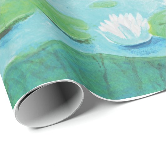 Ein Frosch springt in die Teichillustration  Geschenkpapier (Rolleneckpunkt)