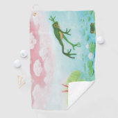 Ein Frosch springt in die Teichillustration Golfhandtuch