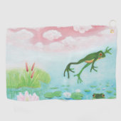 Ein Frosch springt in die Teichillustration Golfhandtuch